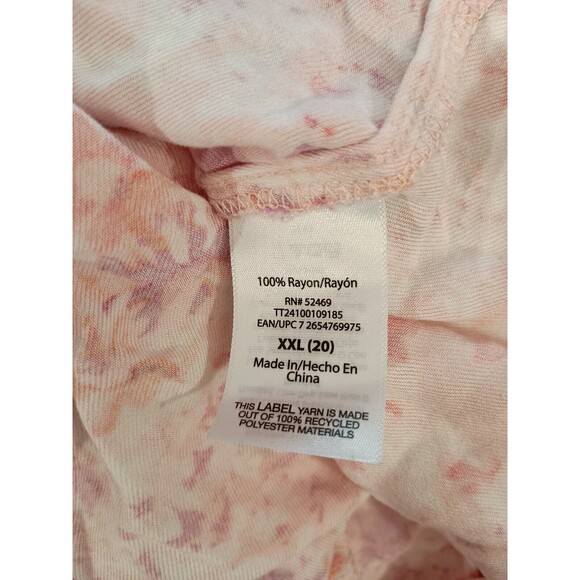 Time And Tru Top Size XXL (20) Pink Multicolor Floral Short Sleeve - Picture 8 of 8